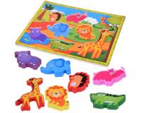 Fa formabeillesztő puzzle - Állatok a szafarin
