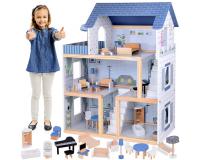 3 szintes fa babaház - kék színben