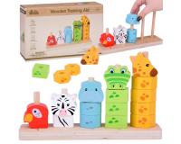 Színes fából készült piramisblokkok - állatok