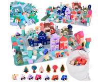 Pasztell színű fa építőkészlet - 115 darabos