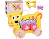 Fából készült húzójáték - cica