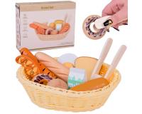 Fa játékkosár kenyérrel, péksütikkel
