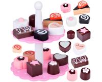 Imádnivaló fa süteménytartó sütikészlettel