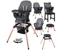 Multifunkcionális 6 az 1-ben forgó etetőszék gyerekeknek - sötétszürke