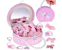 Bájos ékszerdoboz eco bőrből, tükörrel és hajdíszekkel