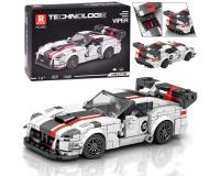 Fehér szuper sportautó versenycsíkkal - 419 darabos