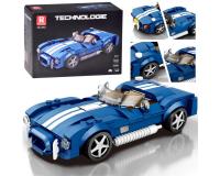 Kék sportautó klasszikus roadster stílusban - 312 darabos építőkészlet