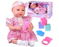 Interaktív baba 46cm - rózsaszín ruhában + kiegészítők