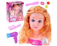 Szőke hajú, formázható hajú baba kiegészítőkkel