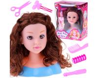 Barna hajú, formázható hajú baba kiegészítőkkel