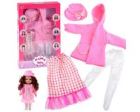 Rózsaszín babaruha-szett 36–40 cm-es babákhoz: Ruha, Kabát, Sapka