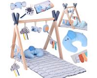Baby gym szőnyeggel és játékokkal (fa)