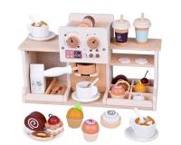 Fa Kávézó Készlet – Kávézó Játékkészlet Kávéfőzővel, Csészékkel és Desszertekkel