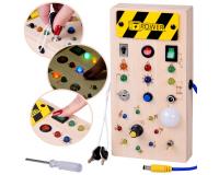 Fa Montessori Foglalkoztató Tábla Színes LED Lámpákkal