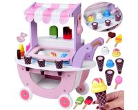 Pasztellszínű édes FAGYLALTBOLT fa kerekeken + 8 különböző fagylalt