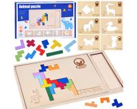 TETRIS fa puzzle 6 állat + pixel blokkok
