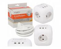 Hosszabbítókábel tápkocka 3 x 230 V-os ajzattal és 3 x USB csatlakozóval - 1,5 méter