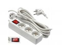 Hosszabbító kapcsolóval - 3 aljzat - 3 méteres - fehér