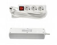 Elosztó kapcsolóval és hosszabbító kábellel - 3 aljzat 5 méter