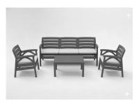 Santana antracit kerti bútor garnitúra - 2 fotel , 3 személyes kanapé, asztalka