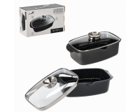 Alumínium sütőforma üveg fedővel – 32 × 21,5 × 11 cm