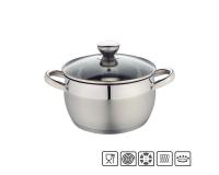 Rozsdamentes edény üveg fedővel -1L 14cm