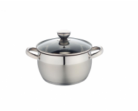 Rozsdamentes edény üveg fedővel -2L 18cm