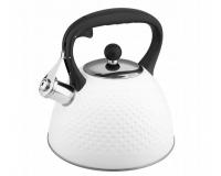 Hagyományos fehér acél teafőző fekete ergonomikus fogantyúval- 3 literes