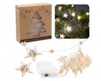 Karácsonyi csillogós csillagos dekorációs LED fényfüzér meleg fehér 220 cm