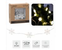 Karácsonyi dekorációs LED fényfüzér meleg fehér -hópelyhek 120 cm