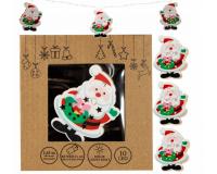 Karácsonyi dekorációs LED fényfűzér meleg fehér , 1,6 méter  - mikulás