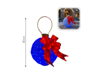 3D-s LED-es karácsonyi dekoráció - Kék Gömb masnival - 50 x 80 cm