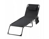 Kerti összecsukhatós napozóágy fekete színben 190 x 58 x 30 cm