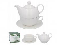 Porcelán fehér teáskanna és csésze 260 ml-es