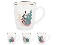 Klasszikus fehér bögre levél mintával 365 ml