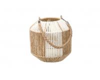 Rattan lámpás üvegbetéttel - 20 cm