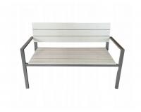 Modern szűrke műanyag kerti pad háttámlával 118 x 54 cm