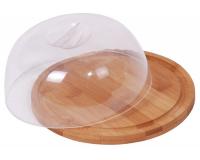 Bambusz süteményes tálca fedéllel 18x8cm - kerek