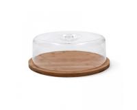 Bambusz süteményes tálca fedéllel 28x9,5cm - kerek