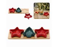 Előétel tálalókészlet – 3 részes karácsonyfa + csillag formájú tál szett