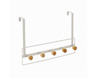 Ajtóra akasztható fém fogas bambusz kampókkal 39 x 5 x 38 CM