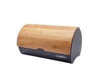 "SABROSO " fekete  zománcos kenyértároló bambusz fedővel