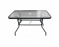 Téglalap alakú kerti asztal üveglappal 150x90x70cm