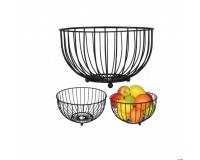 Fekete fém gyümölcskosár 26 × 26 × 16,5 cm