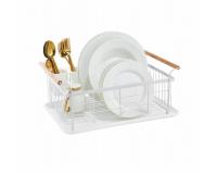 Fehér fém edénycsepegtető tálca evőeszköztartóval 47,5 x 32 x 18,6 cm