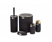 Modern műanyag fürdőszoba szett 5 darabos fekete -arany