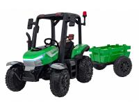 Elektromos traktor pótkocsival zöld színben