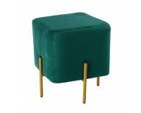 Sötét zöld színű szögletes  puff fém lábakkal 35 x 35 x 40 cm