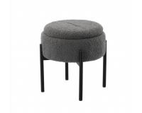 Szürke színű kerek puff fém lábakkal 28 x 31 cm