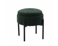 Zöld színű kerek puff fém lábakkal 28 x 31 cm